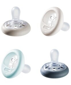 tommee tippee Pack Of 4 Breast-Like Soother Skin-Like Texture Symmetrical Orthodontic Design, 0-6 Months Dummies For Boy