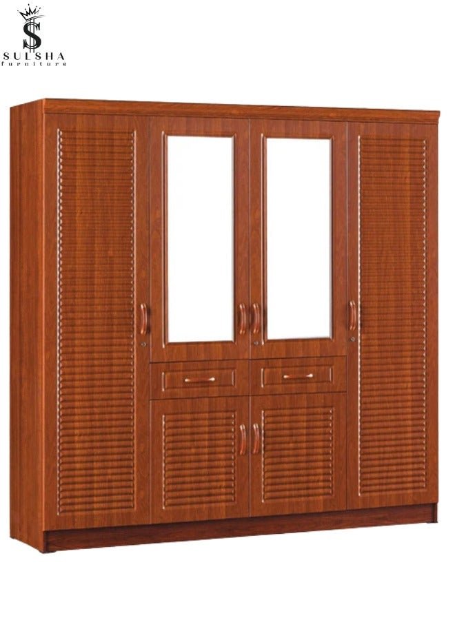SULSHA "Elegant 4-Door Wooden Wardrobe: Timeless Storage Solution"