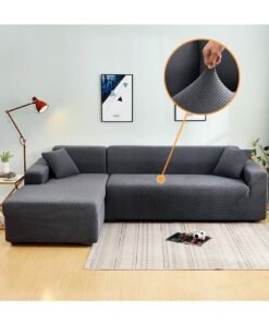 DUNISO Couch Slipcover L Shape Sofa Cover, Composed of a two-seat sofa cover and a three-seat sofa cover,High weight fully wrapped elastic sofa cover with Corn silk fabric,Sofa protective cover, anti slip cover, furniture protector,for L-shaped sofa which five people to sit on