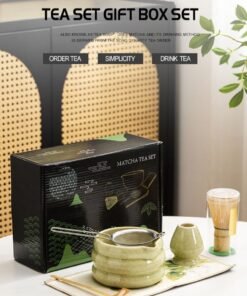 MissTiara Japanese Matcha Tea Set, 7Pcs Matcha Matcha Set with Matcha Bowl, Matcha Bamboo Whisk, Scoop, Whisk Holder, Stainless Steel Tea Sifter, Tea Making Kit