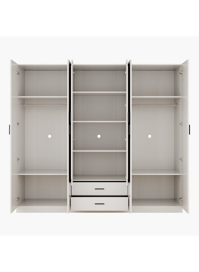 Home Box Marwell 6-Door Wardrobe with 2 Drawers and Mirrors 59.5 x 216 x 241.8 cm