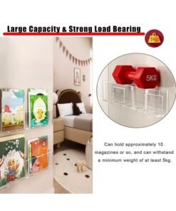 ShebSheb 2-Pack Wall-Mounted Book Rack, Newspaper and Magazine Bookshelves , Modern Bedroom File Holder Storage, Suitable for Kids Room/Bedroom/Playroom/Small Spaces(17.7" L x 2" W x 3.5" H) - Image 3