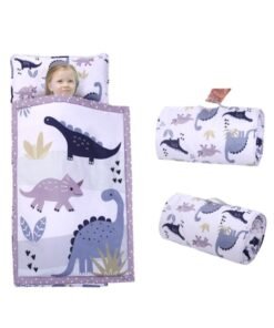 XiuWoo Cotton fabric Toddler Nap Mat, Foldable Design Comfortable nap mats with Removable Pillow for Preschool, Lightweight Portable Travel Sleeping Bag for Kids