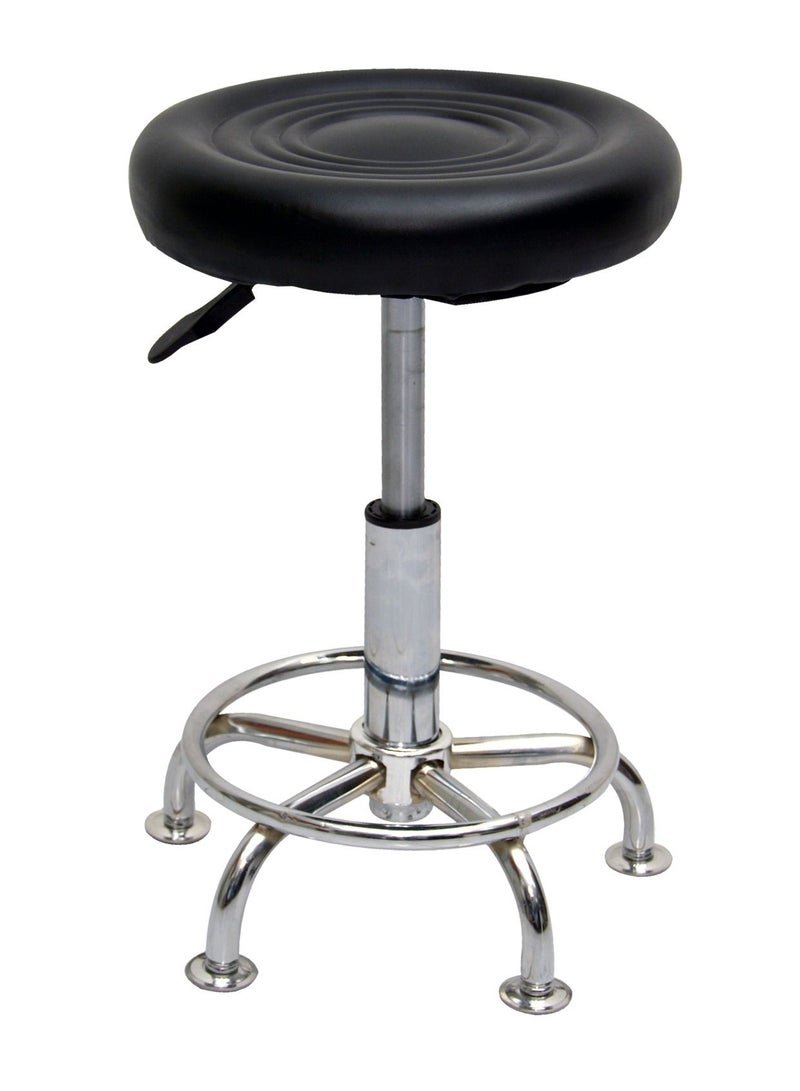 Multi Home Furniture Black & Silver Bar Stool Chair with Steel Base | Adjustable Height Bar Chair | PU Leather Bar Stool Chair for Kitchen Island, Bar Counter, Comfortable Footrest & 360° Swivel Chair