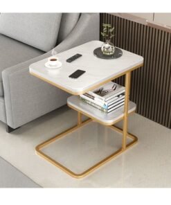 Captaintech Modern Minimalist Sofa Side Table, Home Living Room Small Coffee Table, Multifunctional Small Square Table