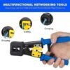 43 Pcs Crimp Tool Kit Cat6 RJ45 Crimping Tool with RJ45 Cat6 Pass Through Connectors, Covers, Wire Punch Down Cutter and Network Cable Tester