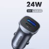 Ugreen PD 24W Car Charger Fast Charging Dual USB Car Plug Adapter Car Charger Type C Compatible With iPhone 16 15 14 13 12 11 iPad Pro mini 6 Samsung S24 S23 S22 Xiaomi Airpods 4 Apple Watch S10 Black