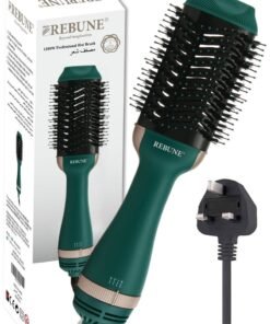 REBUNE Original 3-In-1 Hair Styler 1200W One-Step Volumizer Hair Dryer and Hot Air Brush RE-2513 Green/Gold