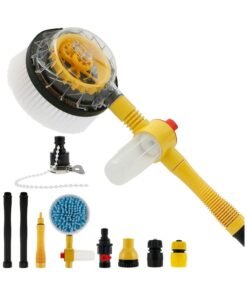 BJollys Rotating Wash Brush 100 cm Car Wash Brush with Handle 360° Rotating Car Care Wash Brush with Soap Reservoir High Pressure Water Guns Car Wash Brush Set for Washing Cars Walls Windows