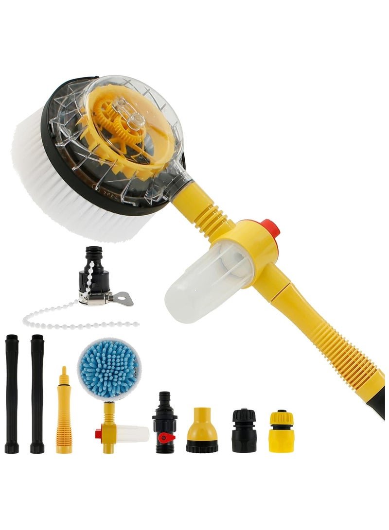 BJollys Rotating Wash Brush 100 cm Car Wash Brush with Handle 360° Rotating Car Care Wash Brush with Soap Reservoir High Pressure Water Guns Car Wash Brush Set for Washing Cars Walls Windows