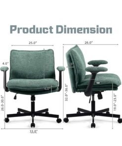 Alternative view of DROGO Criss Cross Legged Office Chair for Work at Home, Breathable Fabric, Flip up Armrest, Adjustable Height & Tilt Lock Recline Accent Chair for Long Hours Sitting Comfort | Swivel Computer Chair for Home Office Green
