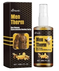 ximonth 1Pcs Men Therm Bee Venom Oil, Men Therm Bee Venom Gynecomastia Heating Oil, Gynecomastia Tightening Oil for Men, Can Help Strengthen the Chest Muscles