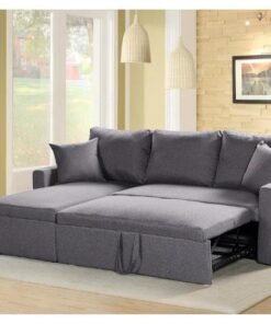 MAF furniture MAF Diwan Sofa Cum Bed With Cushions L-Shaped Storage Space | Convertible Living Room Furniture (Grey) 90D x 110W x 40HCM
