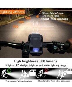 BESTPEAK Cycling Bicycle Phone Holder Cycling Phone Mounts Bike Phone Holder Bike Light 4-in-1 Bicycle Light Set with Phone Holder & Power Bank Auto-Sensing Night Mode, IPX5 Waterproof USB-C Fast Charge Horn & 3 Modes Ultra-Bright LED ,Bike Phone Holder with Light Flashlight Anti-Off Phone Holder for Road/Mountain/Night Cycling Safety - Image 4