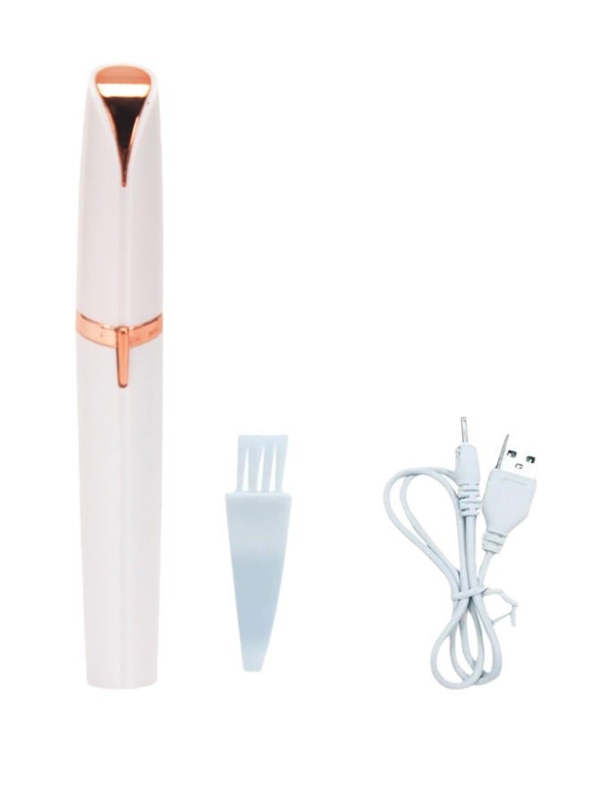 USB Rechargeable Portable Electric Eyebrow Trimmer Pen for Women,Painless Precision Eyebrow Hair Remover, Safe Eyebrow Shaver Razor Tool for face Leg Lip Armpit Hand(White)