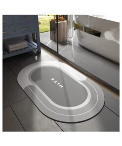 MahMir® Diatom Bath Mat, Anti-Slip Bathroom Floor Mats and Quick Dry Bath Rug, Super Absorbent Bathtub Mat with Non-Slip, Thickened,Soft, Easier Clean Carpet 40 x 60 cm, Oval Grey