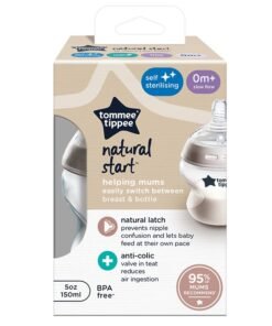Alternative view of tommee tippee Closer To Nature Baby Feeding Bottle, 150ml, 0M+, Slow Flow Nature Teat With Anti-Colic Valve