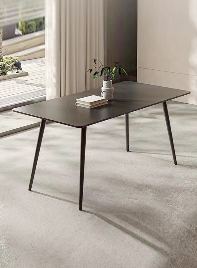 fashionhome 1-Piece Modern Round Edge Design Kitchen Table with Stone Top and Steel Legs Slate Dinning Table for Living Room Dinning Room Home and Offices 120x70x75 cm
