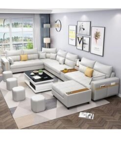 KUSTOMDECO Victoria 7-Seater Leather L-Shape Corner Sofa - Customizable Sectional Sofa for Living Room, Premium Upholstery, L-Shape Design