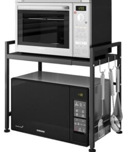 Yolu 2 Tier Microwave Shelf for Kitchen Counter, Height And Width Adjustable Microwave Oven Rack