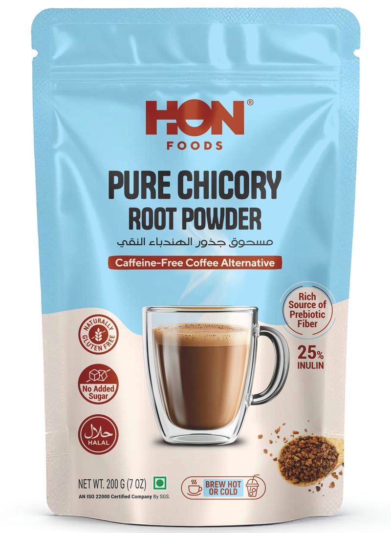 HON FOODS Chicory Root Powder 200 Gram (7 OZ) | Roasted & Granulated | Gluten Free | Rich Source of Inulin Fiber
