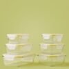 Noon East 6 Piece Borosilicate Glass Food Container Set - Airtight Lids - Lunch Box - Rectangle + Square - Food Storage Box - Storage Boxes - Kitchen Cabinet Organizers - Glass Food Container - Yellow Yellow 6-Piece (Rectangle/Square)