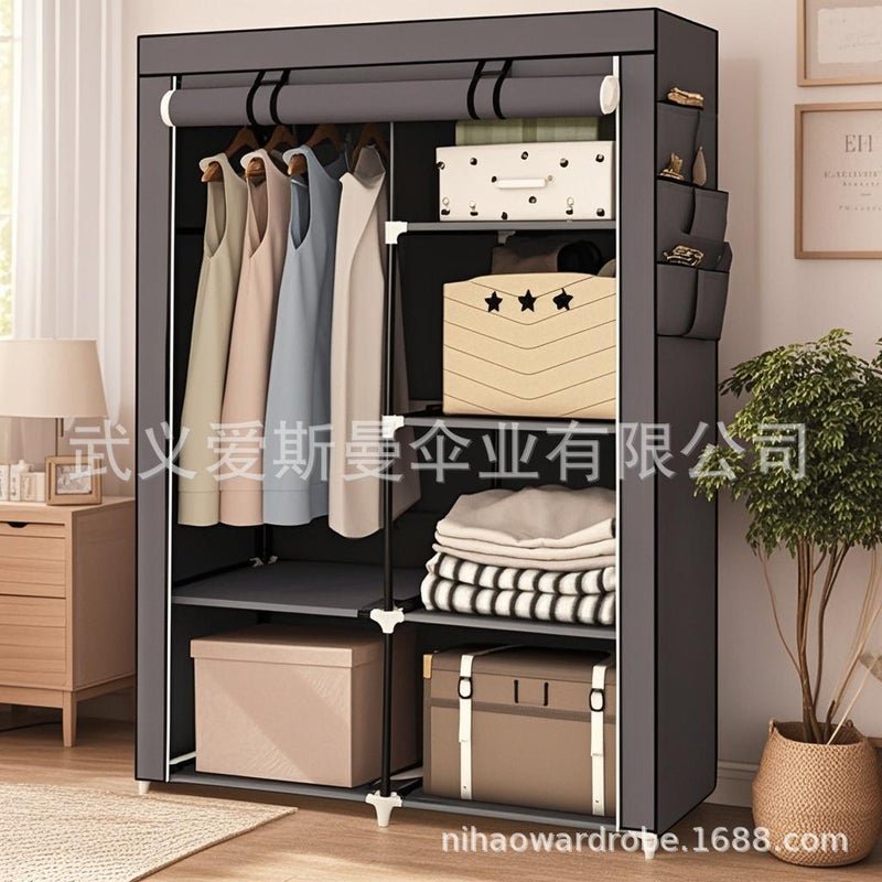 Simple Wardrobe Assembly Wardrobe Household Simple Storage Storage Fashion Steel Frame Modern Cloth Wardrobe