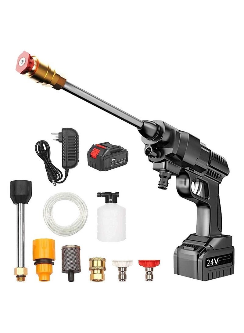 ELTRAZONE 24V Portable Cordless Pressure Washer, 5600mah Mini Lithium Battery Powered Washer, Hand-Held Wireless Water Gun for Washing Cars, Watering Flowers