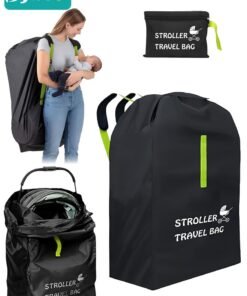 Bybeo Stroller Travel Bag, Portable Pram Bag for Airplane, Car Seat Travel Bag, Baby Stroller Transport Carry Cover, Large Pushchair Cover with Shoulder Strap, Waterproof Gate Check Bag for Infant Strollers