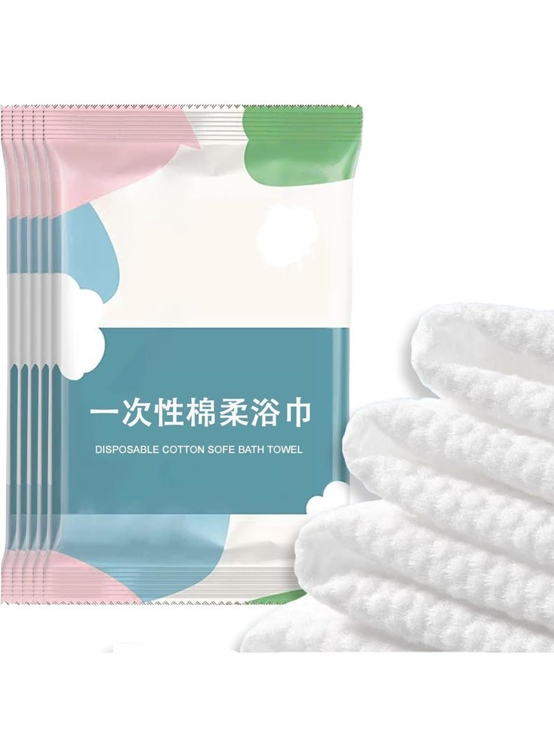 SYOSI Extra Large Disposable Bath Towels, Thick & Absorbent Individually Wrapped Towels for Travel, Gym, Spa, Portable Quick-Dry Paper Towel, Hotel-Grade Quality (5-Pack, 70×140cm)
