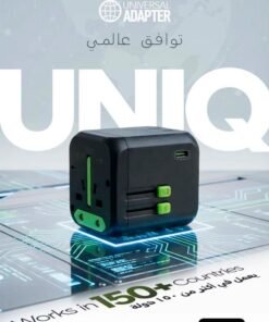 Goui UniqPD Universal Travel Charger | Compact & Portable Fast Charger with 30W Power Delivery | Multi-Port USB | Global Plug Compatibility for Worldwide Travel Black/Green