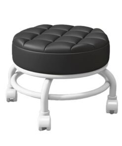 brunson Modern Rotating Backrest Stool with Quiet Wheels Faux Leather Cotton Perfect for Living Room or Entryway Versatile Rolling Low Stool with Backrest Perfect for Beauty Salons Home and Outdoor Use