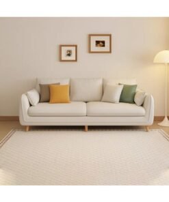 Comfynest Off-White Scandinavian Sofa With Beige Tech Cloth Upholstery And Storage Sponge Seat Filling