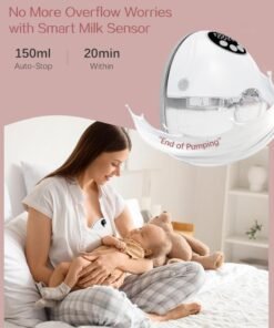 chiteng Hands Free Breast Pump, Wearable Breastfeeding Pump of Baby Heated Dustproof Base, Automatic Voice Prompts, LED Display with 4 Modes &12 Levels, Memory Function
