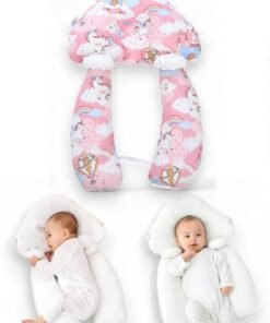 ZCM-HAPPY Newborn Baby Head Shaping Pillow Adjustable Height and Memory Foam Neck Support Ergonomic and Breathable Sleep Pillow for Newborns, Washable Baby Soothing Pillow for Flat Head Prevention and Comfort