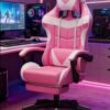Nadrab Ergonomic Gaming Chair with PU Leather, Comfortable Armrests, Headrest with Footrest, 360° Swivel, Perfect for Office and Gaming Use