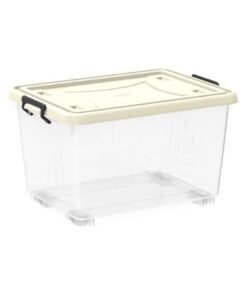 Cosmoplast 22L Clear Plastic Storage Box With Wheels And Lockable Lid