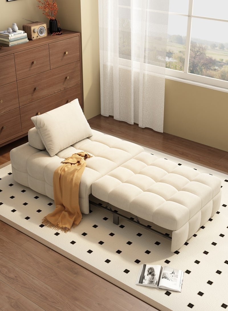 Organized Home Japanese Cream Style Puff Sofa Bed 3 in 1 Multi Function Bed Sleeper Extendable Lounge Chair Convertible Sleeper Sofa with Pillow for Living Room Small Space - Image 4