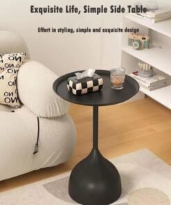Alternative view of XiuWoo Sofa Side Table, Stylish Design Iron End Table, Living Room Small Round Table Corner Table, Black Minimalist Bedroom Bedside Table
