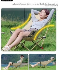 DUNISO Heavy Duty Folding Camping Chair with Side Pockets and with Carry Bag, Garden Fish Chair Oxford Fabric Chair Outdoor Lounge Chair for Fishing, Camping, Picnics, BBQs, Beach & Outdoor Activities
