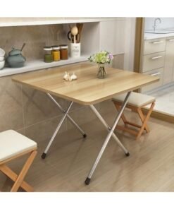 GGEROU Folding Table, Foldable Camping Table, Outdoor Picnic Table, Dinner Folding Table with Wooden Top and Metal Frame, 60 * 60 * 72cm