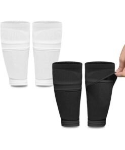 SYOSI Youth Soccer Shin Guards, Compression Sleeves with Optimized Insert Pocket, Protective Shin Pads for Boys Girls Ages 3-15, Football Sport Equipment for Training, Matches, Youth Leagues (M, 2-Pair)