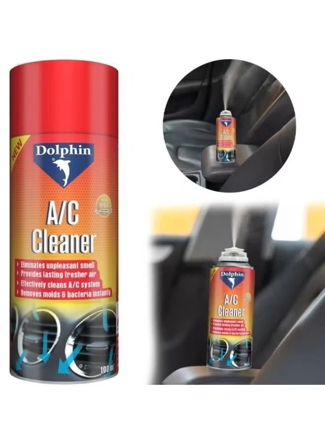 Dolphin A/C Cleaner Spray 100ml – Powerful Odor Eliminator and Disinfectant for Air Conditioner Systems, Removes Dust, Bacteria, Mold, and Unpleasant Smells, Safe for Home and Car AC Units