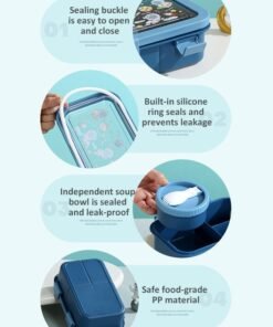 Alternative view of Super ZYouth Lunch Boxes for Kids, Bento Box for Children's School with 3 Compartments and Sauce Box, Leak-Proof Lunch Food Container