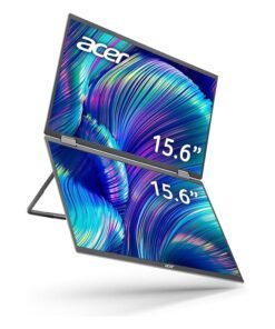 Acer 15.6 Inch Foldable Dual FHD Portable Monitor, HDMI, 2 x USB type C (15 W),  250 cd/m², VESA Mountable, Ref. UM.ZP3EE.009 black