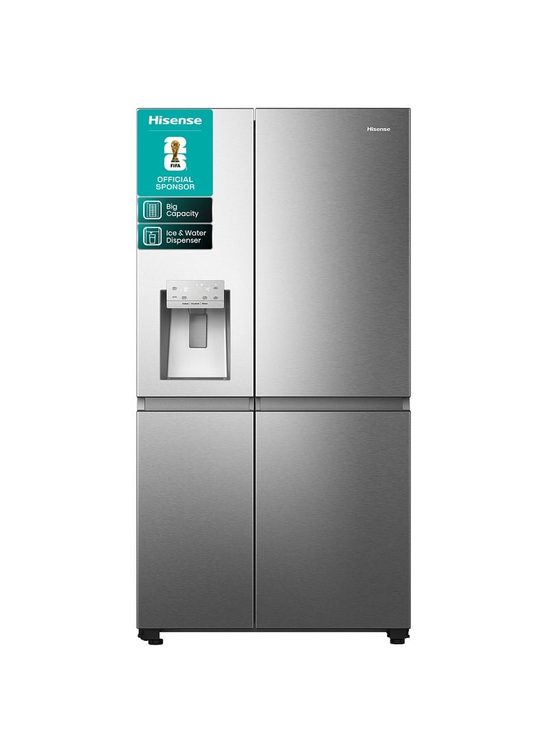Hisense Gross 819L/Net 632L Side By Side Refrigerator Fridge RS818N4IIE, Ice& Water Despenser, Food Management, Smart Connectivity, Digital Temp Sensor, Big Capacity, Metal Tech Cooling, Muti Air Flow System, Dual Temp Control Zone, Durable Inverter, Moisture Fresh Crisper, Inverter RS818N4IIEI Inox