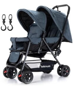 TEKNUM Double Baby Stroller with Hooks - Grey