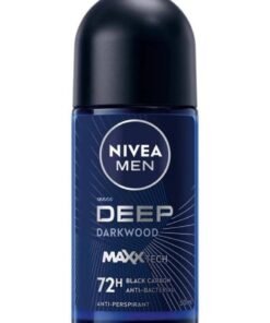 Nivea Men Deep Black Carbon Dark Wood Antiperspirant Antibacterial, Roll-On 50ml