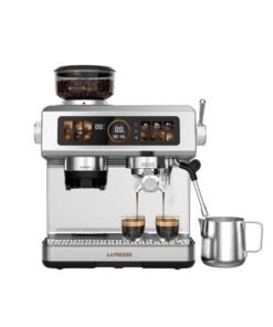 LePRESSO Semi-Automatic Coffee Machine with Milk Frother, Dual Boiler Espresso Maker, Bean to Cup Espresso Machine, Touch Panel,Coffee Maker with 20Bar Pump, Cappuccino Maker, Latte & Macchiato - Silver