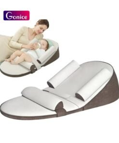 Gonice Wedge Pillow Baby Crib Nursery Pillows, Ergonomic Anti Vomiting Pillow, Prevent Spitting Flat Head Reflux, Height Adjustable Breastfeeding Pillow, Side Rails to Prevent Infant From Falling（Brown)